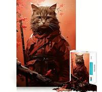 Rompecabezas Sakura Tree Warrior Cat de 1000 Piezas para Adultos, Juguete Intelectual Relajante, Divertido, Corte preciso, (38x52cm)