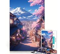 Rompecabezas Sakura Village Mount Fuji de 1000 Piezas para Adultos, Juguete de lógica Fina, Tiempo Libre, Arte de Bordes limpios, Coleccionable (38x26cm)