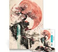 Rompecabezas Sakura Waterfall Yin Yang de 1000 Piezas para Adultos y Adolescentes Recuerda armar despacio, Disfruta del Corte Exacto Arte Coleccionable (38x26cm)
