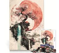 Rompecabezas Sakura Waterfall Yin Yang para Adolescentes, 1000 Piezas, Juguete para ejercitar el Cerebro, relajación Mental, Arte, ensamblaje, (50x75cm)