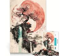 Rompecabezas Sakura Waterfall Yin Yang para Adolescentes, 1000 Piezas, Juguete para ejercitar el Cerebro, relajación Mental, Arte, ensamblaje, (50x75cm)