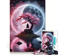 Rompecabezas Sakura Waterfall Yin Yang para Adolescentes de 1000 Piezas, Juguete para estimular la lógica, diversión en Interiores, Borde Premium, Regalo Memorable (38x52cm)
