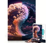 Rompecabezas Sakura Yin y Yang de 1000 Piezas para Adultos y Adolescentes Recuerda armarlo Lentamente Disfruta de un Corte preciso Arte Coleccionable (38x52cm)