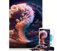 Rompecabezas Sakura Yin y Yang difícil para Adultos, 1000 Piezas, Recall Boost Quiet Calm Smooth Cut Classic Gift (50x75cm)