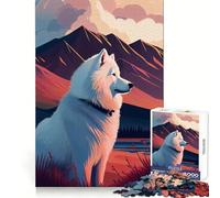 Rompecabezas Samoyedo Naturaleza para Adolescentes 1000 Piezas Mejora la Memoria Alivia la Tensión Bordes Precisos Pieza de Bellas Artes (38x26cm)
