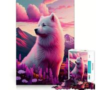 Rompecabezas Samoyedo Naturaleza para Adolescentes 1000 Piezas Mejora la Memoria Alivia la Tensión Bordes Precisos Pieza de Bellas Artes (38x52cm)