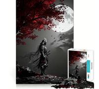 Rompecabezas Samurai Bajo el Árbol Iluminado por la Luna para Adolescentes, 1000 Piezas, Wise Think Toy, Gentle Leisure, Corte Preciso, Lista de Deseos de Santa Claus (38x52cm)