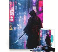 Rompecabezas Samurai bajo la Lluvia de neón de 1000 Piezas para Adultos Juguete Intelectual Relajante y Divertido Corte preciso (38x52cm)