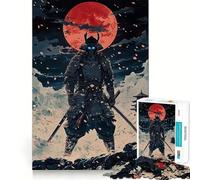 Rompecabezas Samurai bajo la Luna de Sangre de 1000 Piezas para Adolescentes Fortalece la Memoria, Calma y relajación Bordes de Calidad (38x26cm)