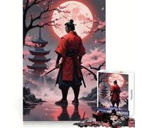 Rompecabezas Samurai bajo la Luna de Sangre de 1000 Piezas para Adolescentes Fortalece la Memoria, Calma y relajación Bordes de Calidad (38x52cm)