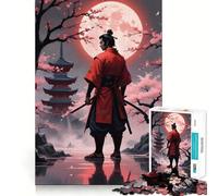 Rompecabezas Samurai bajo la Luna de Sangre de 1000 Piezas para Adolescentes Fortalece la Memoria, Calma y relajación Bordes de Calidad (38x52cm)