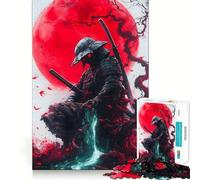 Rompecabezas Samurái bajo la Luna de Sangre de 1000 Piezas para Adolescentes Juguete para ejercitar la Mente Tiempo de relajación Arte para armar Regalo de Temporada (38x26cm)
