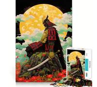Rompecabezas Samurai bajo la Luna Llena de 1000 Piezas para Adultos Juguete Inteligente para el hogar Bordes Lisos Artículo de colección (38x26cm)