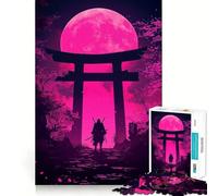 Rompecabezas Samurai bajo la Luna Rosa de 1000 Piezas para Adolescentes Juguete de lógica Mental Escape Tranquilo Arte de Bordes Finos Coleccionable (38x52cm)