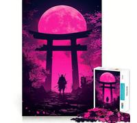 Rompecabezas Samurai bajo la Luna Rosa de 1000 Piezas para Adultos Juguete de lógica Estimulante para un Juego Relajante Bordes Transparentes Regalo conmovedor (50x75cm)