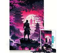 Rompecabezas Samurai bajo la luz de la Luna de 1000 Piezas para Adolescentes, Juguete de lógica, Tren, luz, relajación, Corte Suave, decoración de Pared (38x26cm)