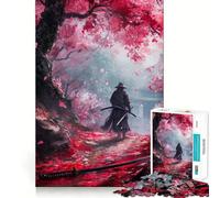 Rompecabezas Samurai Cherry Blossom de 1000 Piezas para Adultos: Mejora la Memoria, diversión Relajante, Bordes Afilados, Regalo navideño (38x52cm)