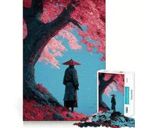 Rompecabezas Samurai Cherry Blossom de 1000 Piezas para Adultos: Mejora la Memoria, diversión Relajante, Bordes Afilados, Regalo navideño (38x52cm)
