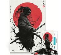 Rompecabezas Samurai con Sol Rojo, 1000 Piezas para Adultos, para ejercitar la Mente y aliviar el estrés, decoración de Pared con Bordes precisos (50x75cm)