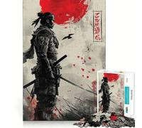 Rompecabezas Samurai con Sol Rojo para Adultos, 1000 Piezas, lógica Clara, Juguete, pasatiempo Tranquilo, Corte Perfecto, Regalo Elegante (38x52cm)
