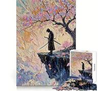 Rompecabezas Samurái contemplando bajo un Cerezo en Flor de 1000 Piezas para Adultos Fortalece la Memoria Ideal para Grupos Bordes limpios Regalo Elegante (38x26cm)