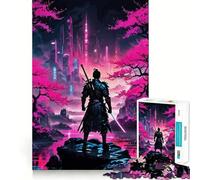 Rompecabezas Samurai Cyberpunk Cityscape para Adolescentes, 1000 Piezas, Juguete Inteligente para aliviar el estrés, Borde Afilado, Regalo de cumpleaños (50x75cm)