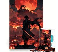 Rompecabezas Samurai Dragon Blood Moon de 1000 Piezas para Adultos Ayuda a Mejorar la Memoria y Alivia la ansiedad Diseño artístico para armar Regalo Ideal (38x26cm)