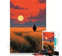 Rompecabezas Samurái en el Campo al Atardecer para Adolescentes, 1000 Piezas, Juguete para desarrollar la Mente, diseño de Entretenimiento Suave, Regalo Premium (38x26cm)