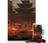 Rompecabezas Samurai en Llamas para Adultos, 1000 Piezas, Estimula la Mente, Relajación Mental, Bordes Exactos, Colección Artística (38x26cm)