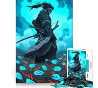 Rompecabezas Samurai en Niebla Azul para Adolescentes 1000 Piezas Recall Upgrade Relajante Divertido Arte Decorativo de Pared (38x26cm)