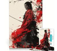 Rompecabezas Samurai en Rojo de 1000 Piezas para Adultos Fortalece la Memoria, Alivia el estrés, Borde de Calidad Sorpresa de cumpleaños (50x75cm)
