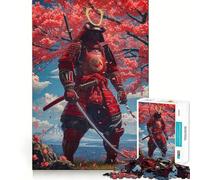 Rompecabezas Samurai Flor de Cerezo para Adolescentes 1000 Piezas Recall Upgrade Relajante Divertido Arte Decorativo de Pared (38x52cm)