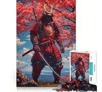 Rompecabezas Samurai Flor de Cerezo para Adolescentes 1000 Piezas Recall Upgrade Relajante Divertido Arte Decorativo de Pared (50x75cm)