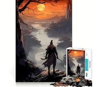 Rompecabezas Samurai Japan Sunset de 1000 Piezas para Adolescentes, Pure Logic Toy Gentle Relax Clean Cut Fine Art Piece (38x26cm)
