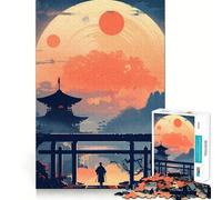Rompecabezas Samurai Japanese Sunset para Adultos, 1000 Piezas, Mejora la Memoria, relaja la Mente, Pieza de colección de Arte de Bordes Afilados (38x26cm)