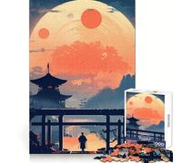 Rompecabezas Samurai Japanese Sunset para Adultos, 1000 Piezas, Mejora la Memoria, relaja la Mente, Pieza de colección de Arte de Bordes Afilados (38x26cm)