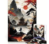 Rompecabezas Samurai Junto al Lago de 1000 Piezas para Adolescentes Juguete de lógica Fuerte Relajación Mental Bordes definidos Regalo Elegante (38x52cm)