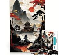 Rompecabezas Samurai Junto al Lago de 1000 Piezas para Adolescentes Juguete de lógica Fuerte Relajación Mental Bordes definidos Regalo Elegante (38x52cm)