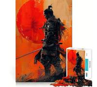 Rompecabezas Samurai Katana Amanecer Naranja 1000 Piezas para Adultos Fortalece la Memoria Calma Mente Calidad Borde Cálido Sorpresa (38x52cm)