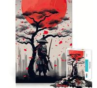 Rompecabezas Samurai Katana Red Sun de 1000 Piezas para Adolescentes, Juguete de lógica Fuerte, Tiempo Sereno, Borde Transparente, Regalo Creativo (38x52cm)