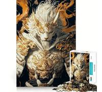 Rompecabezas Samurai León Blanco 1000 Piezas Juego de Diversión Cognitiva Troquelado de Alta Precisión Aliviar el Estrés (50x75cm)