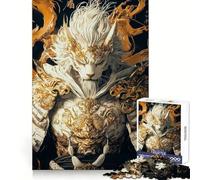 Rompecabezas Samurai León Blanco, 1000 Piezas para Adultos Claridad Mental, relajación, diversión, Bordes Finos, (38x52cm)