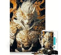 Rompecabezas Samurai León Blanco de 1000 Piezas para Adolescentes Juego para estimular la Mente Montaje Firme y Seguro Actividad Divertida para Toda la Familia (38x26cm)