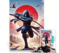 Rompecabezas Samurai Luna Roja de 1000 Piezas para Adultos Fortalece la Memoria Ideal para Grupos Bordes limpios Regalo Elegante (50x75cm)