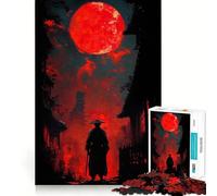 Rompecabezas Samurai Moon de Japón de 1000 Piezas para Adolescentes, Juguete de lógica Pura, Suave y Relajante, Corte Limpio, Pieza de Arte Fino (50x75cm)