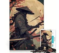 Rompecabezas Samurai Moon Japan de 1000 Piezas para Adultos Ideal para estimular la Memoria, Relajarse y Jugar con Rompecabezas Corte Suave Regalo de cumpleaños (50x75cm)