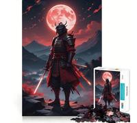 Rompecabezas Samurai Moon Red Japan para Adultos, 1000 Piezas, Juego Mental, Juguete para aliviar la ansiedad, Arte de Corte preciso, Coleccionable (38x52cm)