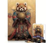 Rompecabezas Samurai Panda Rojo para Adultos, 1000 Piezas, Mejora la Memoria, Juego en Grupo, Patrón de Ensamblaje, Sorpresa Navideña (38x26cm)