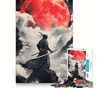 Rompecabezas Samurai Red Moon de 1000 Piezas para Adolescentes Juguete de lógica Fuerte para Relajarse mentalmente Bordes definidos Regalo Elegante (50x75cm)