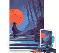 Rompecabezas Samurai Red Moon de 1000 Piezas para Adolescentes, Juguete de lógica Fuerte, Tiempo en Familia, Borde Transparente, cálida Sorpresa (50x75cm)